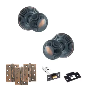 Click Here To Enlarge This Photo Of Atlantic - OE50RMKAC Old English Ripon Door Knob Pack - Antique Copper