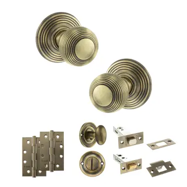 Click Here To Enlarge This Photo Of Atlantic - OE50RMKAB Old English Ripon Door Knob Pack - Antique Brass