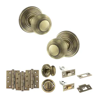Click Here To Enlarge This Photo Of Atlantic - OE50RMKAB Old English Ripon Door Knob Pack - Antique Brass