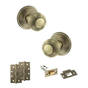 Click Here To Enlarge This Photo Of Atlantic - OE50RMKAB Old English Ripon Door Knob Pack - Antique Brass