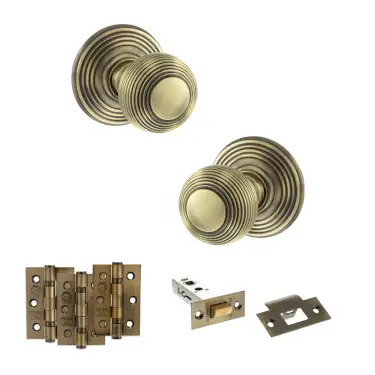 Click Here To Enlarge This Photo Of Atlantic - OE50RMKAB Old English Ripon Door Knob Pack - Antique Brass