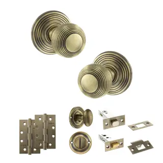 Atlantic - OE50RMKAB Old English Ripon Door Knob Pack - Antique Brass