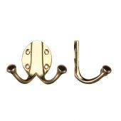 FB71 - Zoo Hardware Fulton & Bray Double Robe Hook Polished Brass
