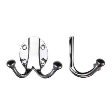 Click Here To Enlarge This Photo Of FB71CP - Zoo Hardware Fulton & Bray Double Robe Hook Polished Chrome