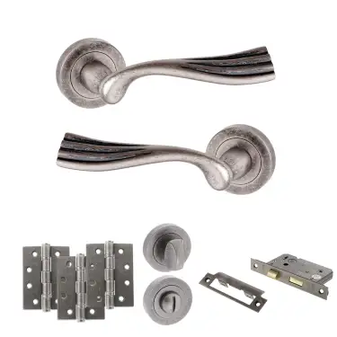 Click Here To Enlarge This Photo Of Atlantic - OE110DS Old English Richmond Door Handle Pack - Distressed Silver
