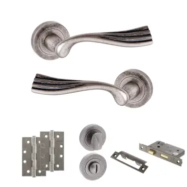 Click Here To Enlarge This Photo Of Atlantic - OE110DS Old English Richmond Door Handle Pack - Distressed Silver
