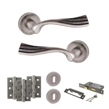 Click Here To Enlarge This Photo Of Atlantic - OE110DS Old English Richmond Door Handle Pack - Distressed Silver