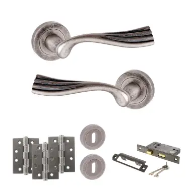 Click Here To Enlarge This Photo Of Atlantic - OE110DS Old English Richmond Door Handle Pack - Distressed Silver