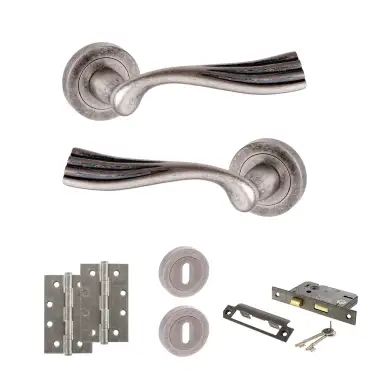 Click Here To Enlarge This Photo Of Atlantic - OE110DS Old English Richmond Door Handle Pack - Distressed Silver