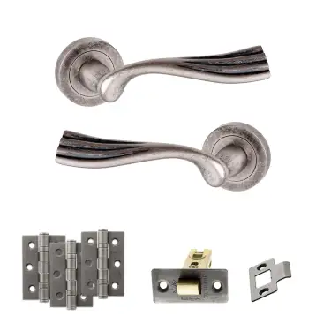 Click Here To Enlarge This Photo Of Atlantic - OE110DS Old English Richmond Door Handle Pack - Distressed Silver