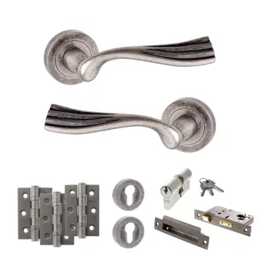 Click Here To Enlarge This Photo Of Atlantic - OE110DS Old English Richmond Door Handle Pack - Distressed Silver