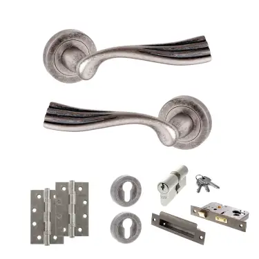Click Here To Enlarge This Photo Of Atlantic - OE110DS Old English Richmond Door Handle Pack - Distressed Silver