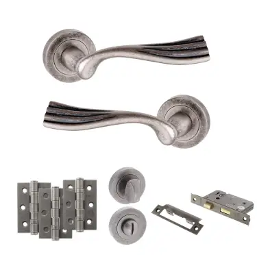 Click Here To Enlarge This Photo Of Atlantic - OE110DS Old English Richmond Door Handle Pack - Distressed Silver