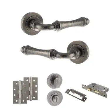 Click Here To Enlarge This Photo Of Atlantic - OE127DS Old English Durham Door Handle Pack - Distressed Silver