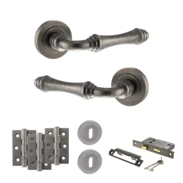 Click Here To Enlarge This Photo Of Atlantic - OE127DS Old English Durham Door Handle Pack - Distressed Silver