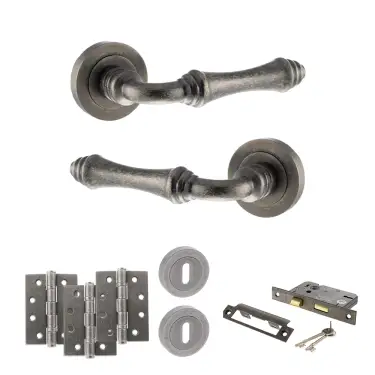Click Here To Enlarge This Photo Of Atlantic - OE127DS Old English Durham Door Handle Pack - Distressed Silver
