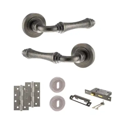 Click Here To Enlarge This Photo Of Atlantic - OE127DS Old English Durham Door Handle Pack - Distressed Silver