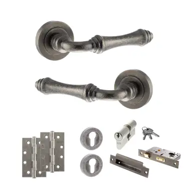 Click Here To Enlarge This Photo Of Atlantic - OE127DS Old English Durham Door Handle Pack - Distressed Silver