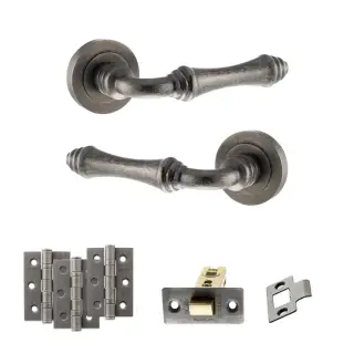 Atlantic - OE127DS Old English Durham Door Handle Pack - Distressed Silver