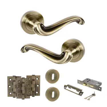 Click Here To Enlarge This Photo Of Atlantic - OE177AB Old English Colchester Door Handle Pack - Antique Brass