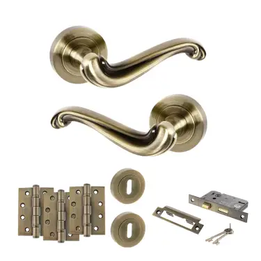 Click Here To Enlarge This Photo Of Atlantic - OE177AB Old English Colchester Door Handle Pack - Antique Brass