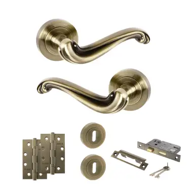 Click Here To Enlarge This Photo Of Atlantic - OE177AB Old English Colchester Door Handle Pack - Antique Brass