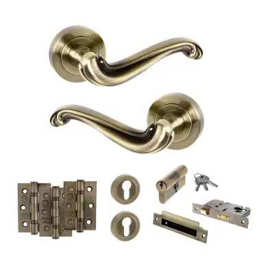 Click Here To Enlarge This Photo Of Atlantic - OE177AB Old English Colchester Door Handle Pack - Antique Brass