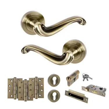 Click Here To Enlarge This Photo Of Atlantic - OE177AB Old English Colchester Door Handle Pack - Antique Brass