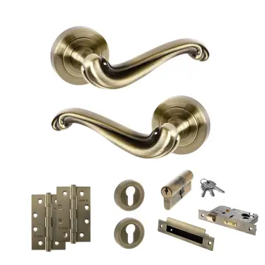 Click Here To Enlarge This Photo Of Atlantic - OE177AB Old English Colchester Door Handle Pack - Antique Brass