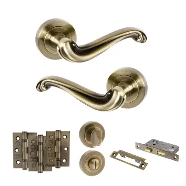 Click Here To Enlarge This Photo Of Atlantic - OE177AB Old English Colchester Door Handle Pack - Antique Brass