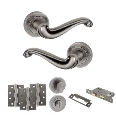 Click Here To Enlarge This Photo Of Atlantic - OE177DS Old English Colchester Door Handle Pack - Distressed Silver