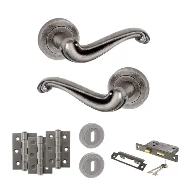 Click Here To Enlarge This Photo Of Atlantic - OE177DS Old English Colchester Door Handle Pack - Distressed Silver