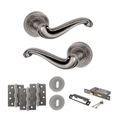 Click Here To Enlarge This Photo Of Atlantic - OE177DS Old English Colchester Door Handle Pack - Distressed Silver