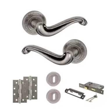 Click Here To Enlarge This Photo Of Atlantic - OE177DS Old English Colchester Door Handle Pack - Distressed Silver