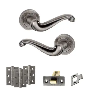 Click Here To Enlarge This Photo Of Atlantic - OE177DS Old English Colchester Door Handle Pack - Distressed Silver
