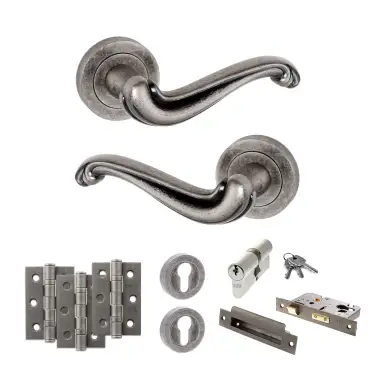 Click Here To Enlarge This Photo Of Atlantic - OE177DS Old English Colchester Door Handle Pack - Distressed Silver