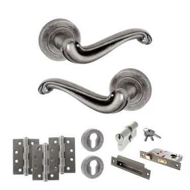 Click Here To Enlarge This Photo Of Atlantic - OE177DS Old English Colchester Door Handle Pack - Distressed Silver
