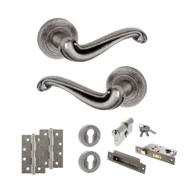 Click Here To Enlarge This Photo Of Atlantic - OE177DS Old English Colchester Door Handle Pack - Distressed Silver