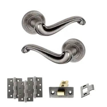 Click Here To Enlarge This Photo Of Atlantic - OE177DS Old English Colchester Door Handle Pack - Distressed Silver