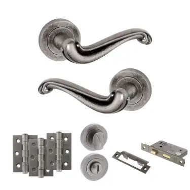 Click Here To Enlarge This Photo Of Atlantic - OE177DS Old English Colchester Door Handle Pack - Distressed Silver