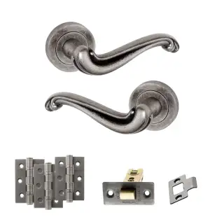 Atlantic - OE177DS Old English Colchester Door Handle Pack - Distressed Silver