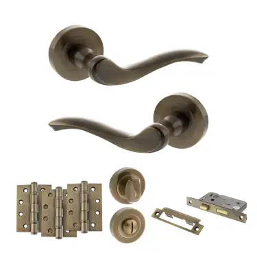 Click Here To Enlarge This Photo Of Atlantic - OE178 Old English Warwick Door Handle on Rose Pack - Antique Brass