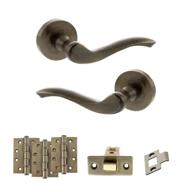 Click Here To Enlarge This Photo Of Atlantic - OE178 Old English Warwick Door Handle on Rose Pack - Antique Brass
