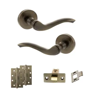 Click Here To Enlarge This Photo Of Atlantic - OE178 Old English Warwick Door Handle on Rose Pack - Antique Brass