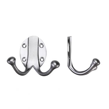 Click Here To Enlarge This Photo Of FB71SC - Zoo Hardware Fulton & Bray Double Robe Hook Satin Chrome