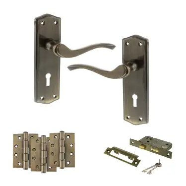 Click Here To Enlarge This Photo Of Atlantic - OE178 Old English Warwick Door Handle on Plate Pack - Antique Brass