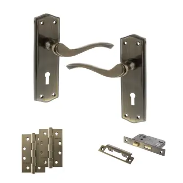 Click Here To Enlarge This Photo Of Atlantic - OE178 Old English Warwick Door Handle on Plate Pack - Antique Brass