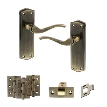 Click Here To Enlarge This Photo Of Atlantic - OE178 Old English Warwick Door Handle on Plate Pack - Antique Brass