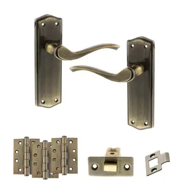 Click Here To Enlarge This Photo Of Atlantic - OE178 Old English Warwick Door Handle on Plate Pack - Antique Brass