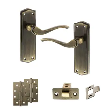 Click Here To Enlarge This Photo Of Atlantic - OE178 Old English Warwick Door Handle on Plate Pack - Antique Brass